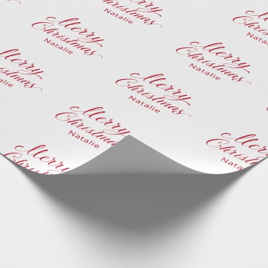 Eenvoudig Elegant Rood Script Modern Christmas Cadeaupapier (Hoek)