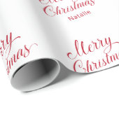 Eenvoudig Elegant Rood Script Modern Christmas Cadeaupapier (Rol Hoek)