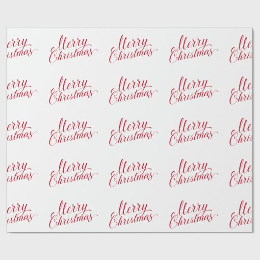 Eenvoudig Elegant Rood Script Modern Christmas Cadeaupapier (Vlak)