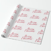Eenvoudig Elegant Rood Script Modern Christmas Cadeaupapier (Uitgerold)