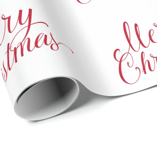 Eenvoudig Elegant Rood Script Modern Christmas Cadeaupapier (Rol Hoek)