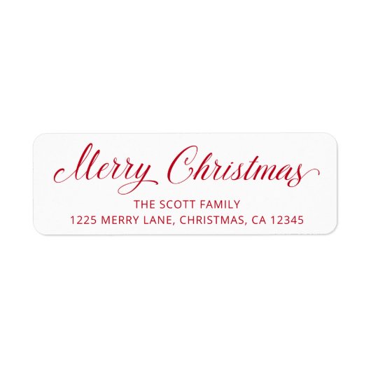 Eenvoudig Elegant Rood Script Modern Christmas Etiket (Voorkant)