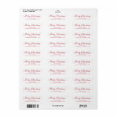 Eenvoudig Elegant Rood Script Modern Christmas Etiket (Full Sheet)