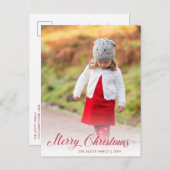 Eenvoudig Elegant Rood Script Modern Christmas Feestdagenkaart (Voorkant / Achterkant)