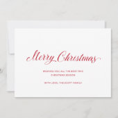 Eenvoudig Elegant Rood Script Modern Christmas Feestdagenkaart (Voorkant)