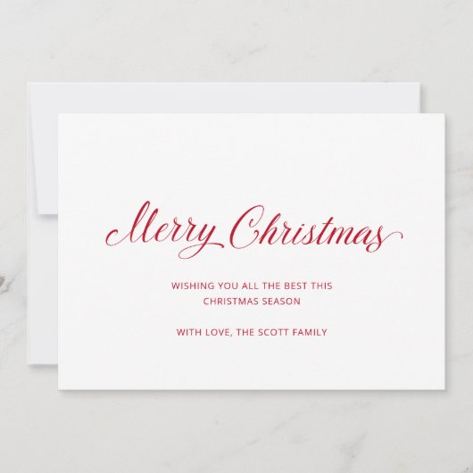 Eenvoudig Elegant Rood Script Modern Christmas Feestdagenkaart (Voorkant)