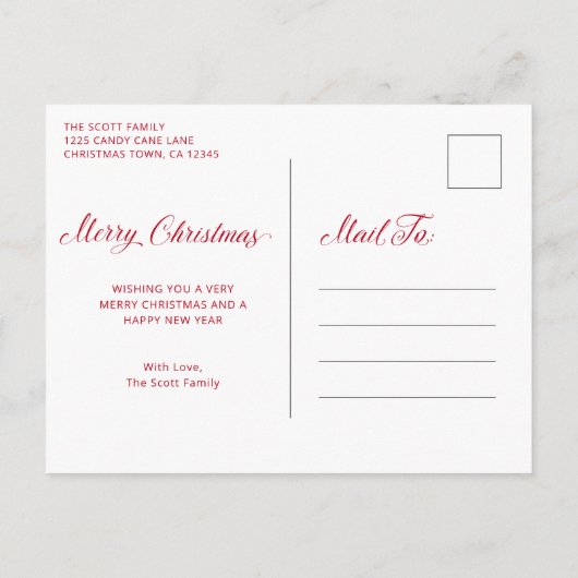 Eenvoudig Elegant Rood Script Modern Christmas Feestdagenkaart (Achterkant)