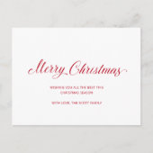 Eenvoudig Elegant Rood Script Modern Christmas Feestdagenkaart (Voorkant)