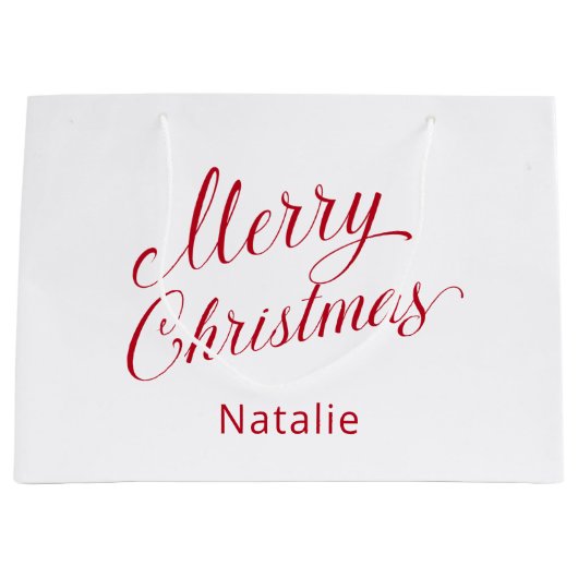 Eenvoudig Elegant Rood Script Modern Christmas Groot Cadeauzakje (Voorkant)