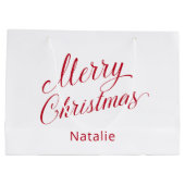Eenvoudig Elegant Rood Script Modern Christmas Groot Cadeauzakje (Achterkant)