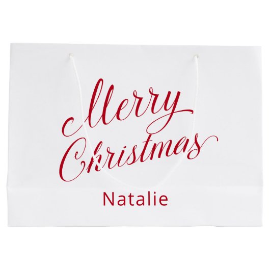 Eenvoudig Elegant Rood Script Modern Christmas Groot Cadeauzakje (Achterkant)