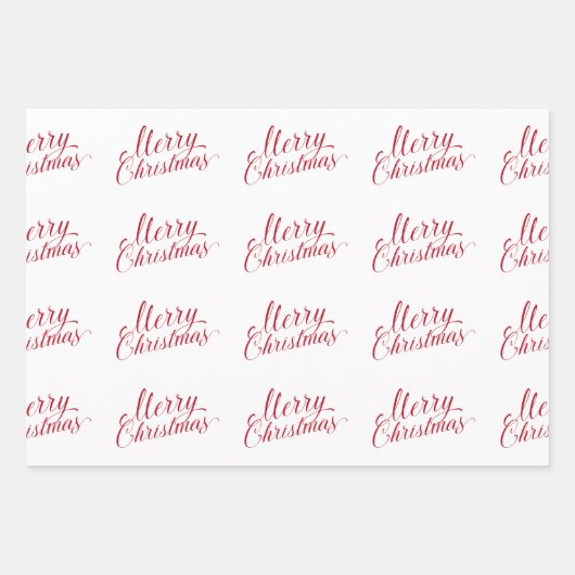 Eenvoudig Elegant Rood Script Modern Christmas Inpakpapier Vel (Voorkant 2)