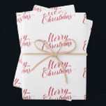Eenvoudig Elegant Rood Script Modern Christmas Inpakpapier Vel<br><div class="desc">Met een fraaie kerstinslag in een elegant rood schrift zijn papierbladen voorzien van een moderne typografie en een eenvoudig ontwerp met "prettige kerst". Deze papieren inpakbladen zijn er zeker van dat u uw kerstcadeautjes een feestelijke aanraking wilt geven.</div>