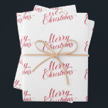 Eenvoudig Elegant Rood Script Modern Christmas Inpakpapier Vel<br><div class="desc">Met een fraaie kerstinslag in een elegant rood schrift zijn papierbladen voorzien van een moderne typografie en een eenvoudig ontwerp met "prettige kerst". Deze papieren inpakbladen zijn er zeker van dat u uw kerstcadeautjes een feestelijke aanraking wilt geven.</div>