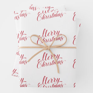 Eenvoudig Elegant Rood Script Modern Christmas Inpakpapier Vel
