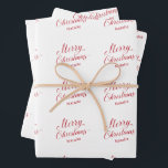 Eenvoudig Elegant Rood Script Modern Christmas Inpakpapier Vel<br><div class="desc">Kute vakantie die papierbladen met moderne typografie en een eenvoudig ontwerp met "prettige kerst" in een elegant rood script en de naam van de ontvanger verpakt. Deze papieren inpakbladen zijn er zeker van dat u een feestelijke aanraking toevoegt aan uw kerstcadeautje.</div>