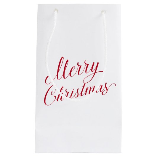 Eenvoudig Elegant Rood Script Modern Christmas Klein Cadeauzakje (Voorkant)