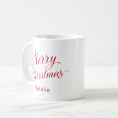 Eenvoudig Elegant Rood Script Modern Christmas Koffiemok (Voorkant links)