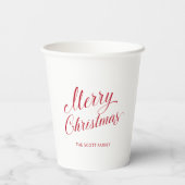 Eenvoudig Elegant Rood Script Modern Christmas Papieren Bekers (Achterkant)