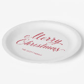 Eenvoudig Elegant Rood Script Modern Christmas Papieren Bordje (Gekanteld)