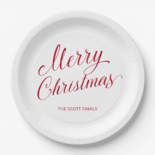 Eenvoudig Elegant Rood Script Modern Christmas Papieren Bordje