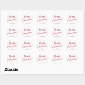 Eenvoudig Elegant Rood Script Modern Christmas Ronde Sticker (Vel)