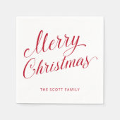 Eenvoudig Elegant Rood Script Modern Christmas Servet (Voorkant)