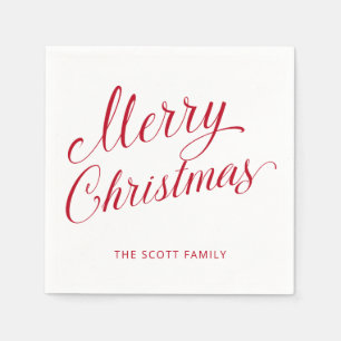 Eenvoudig Elegant Rood Script Modern Christmas Servet