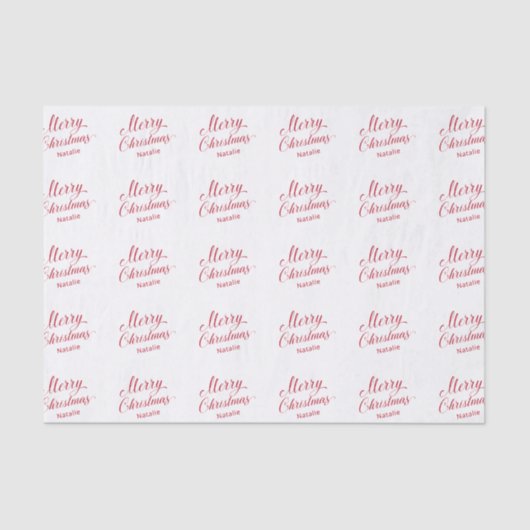 Eenvoudig Elegant Rood Script Modern Christmas Tissuepapier (Voorkant)