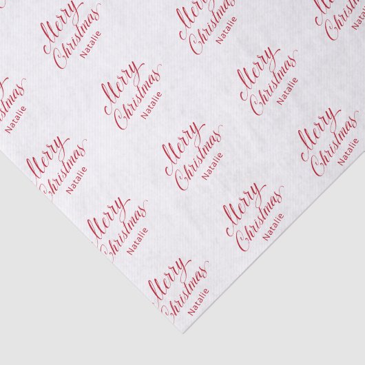 Eenvoudig Elegant Rood Script Modern Christmas Tissuepapier (Detail)