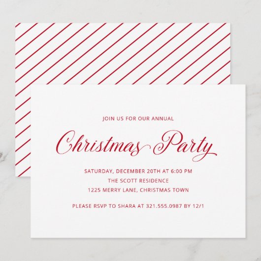 Eenvoudig Elegant Rood Script Modern Kerstfeest Kaart (Voorkant / Achterkant)