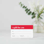 Eenvoudig Elegant Rood Wit Beauty Cadeaubon Kortingskaartje (Staand voorkant)