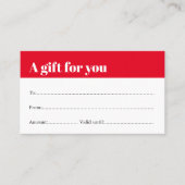 Eenvoudig Elegant Rood Wit Beauty Cadeaubon Kortingskaartje (Voorkant)