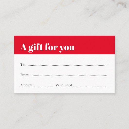 Eenvoudig Elegant Rood Wit Beauty Cadeaubon Kortingskaartje (Voorkant)