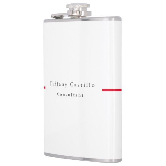 Eenvoudig Elegant Rood Wit Minimalistisch Modern Heupfles (Links)