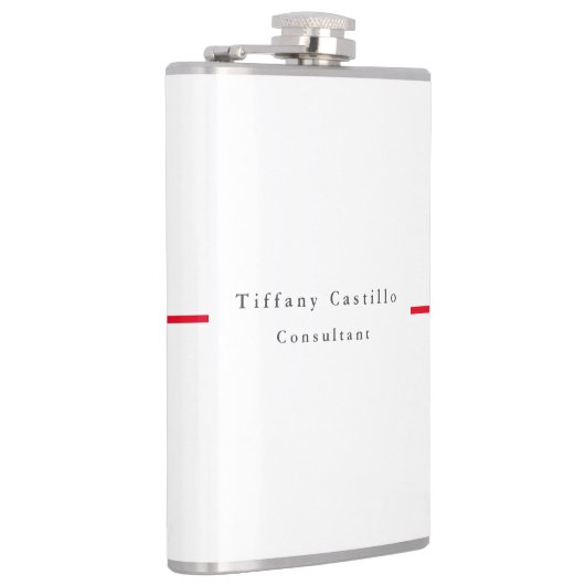 Eenvoudig Elegant Rood Wit Minimalistisch Modern Heupfles (Rechts)