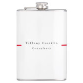 Eenvoudig Elegant Rood Wit Minimalistisch Modern Heupfles (Voorkant)