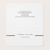 Eenvoudig Elegant Rood Wit Minimalistisch Modern Visitekaartje (Buitenkant ongevouwen)