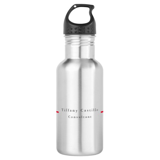 Eenvoudig Elegant Rood Wit Minimalistisch Modern Waterfles (Voorkant)
