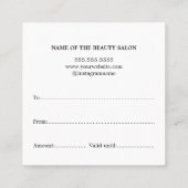 Eenvoudig Elegant Rood Wit Schoonheidssalon Gift Vierkante Visitekaartje (Achterkant)