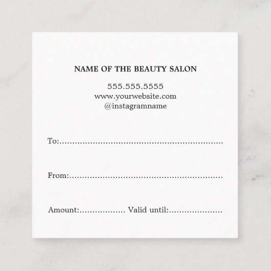 Eenvoudig Elegant Rood Wit Schoonheidssalon Gift Vierkante Visitekaartje (Achterkant)