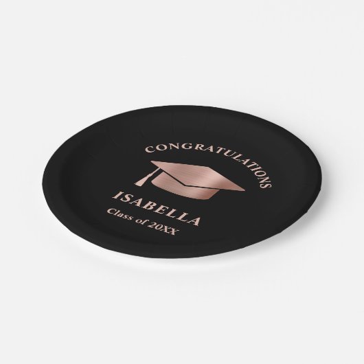 Eenvoudig Elegant Roos Gold Custom Afstuderen Papieren Bordje (Gekanteld)