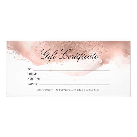 Eenvoudig Elegant Roos Gold Glitter Cadeaubon Reclamekaart (Voorkant)