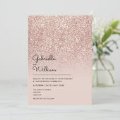 Eenvoudig elegant Roos Gold Glitter Wedding Kaart (Staand voorkant)