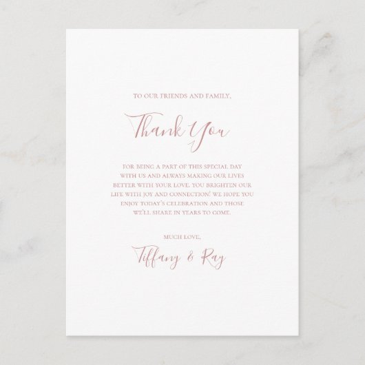 Eenvoudig elegant Roos Gold Hartelijk dank Briefkaart (Voorkant)