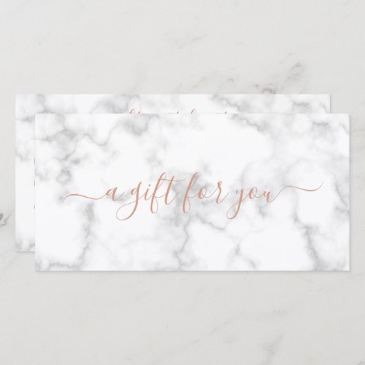 Eenvoudig Elegant Roos Gold Marble Gift Certificat (Voorkant / Achterkant)