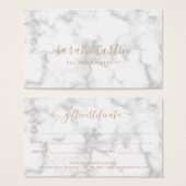 Eenvoudig Elegant Roos Gold Marble Gift Certificat Visitekaartje (Voorkant /achterkant)