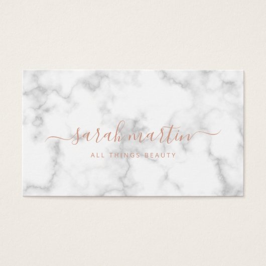 Eenvoudig Elegant Roos Gold Marble Gift Certificat Visitekaartje (Voorkant)