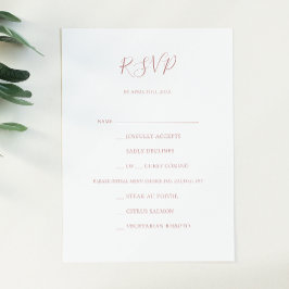 Eenvoudig Elegant Roos Gold Menu Keuze RSVP-kaart