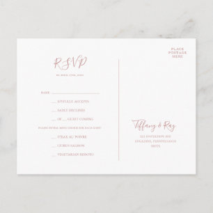 Eenvoudig Elegant Roos Gold Menu Keuze RSVP-kaart